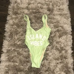 Green “island vibes” one piece with scoop back